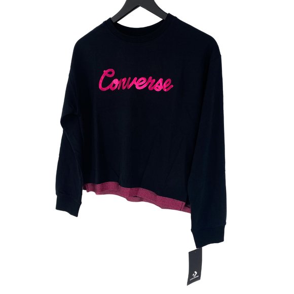 CONVERSE Pink Metallic Logo Crewneck Sweatshirt - Picture 5 of 16